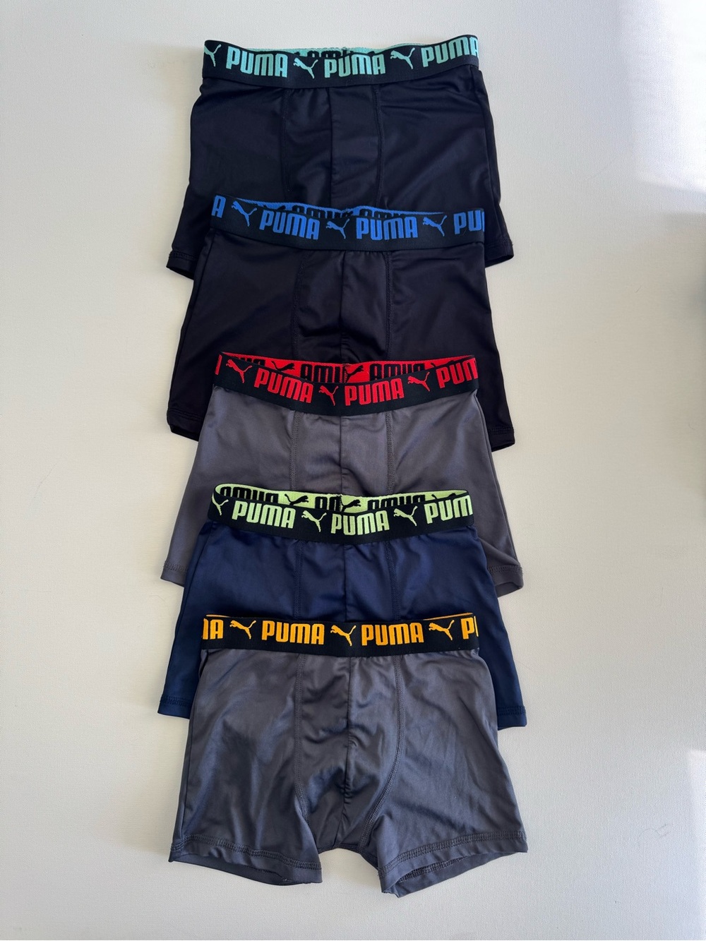 Kids Puma Performance Boxer Briefs Color Waistband Pack Size M